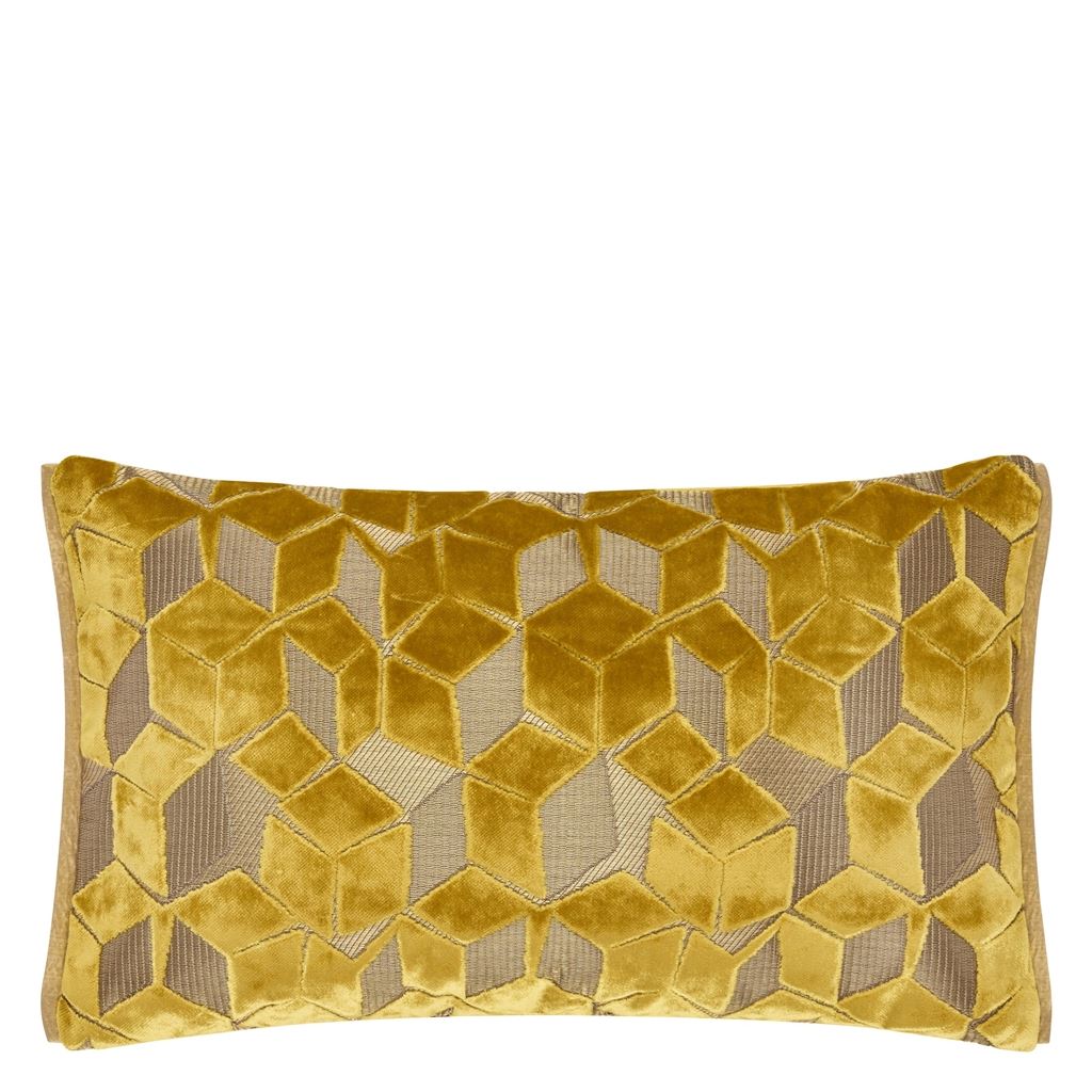 Ochre velvet fashion pillow