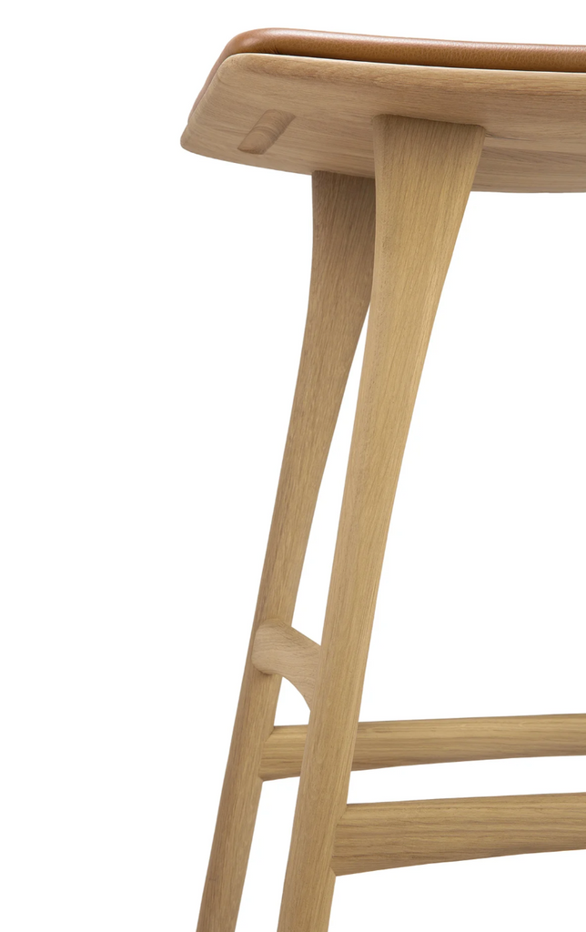 Oak Osso Counter Stool - Natural - Cognac Leather