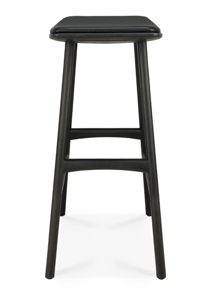 Oak Osso Counter Stool - Black - Black Leather