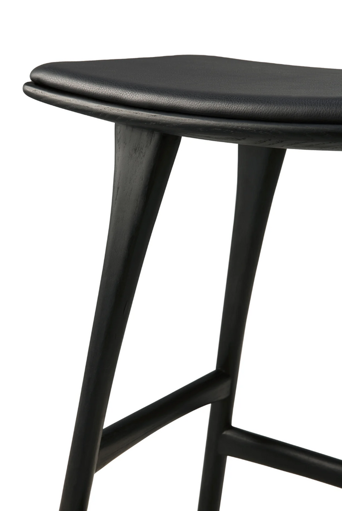 Oak Osso Counter Stool - Black - Black Leather