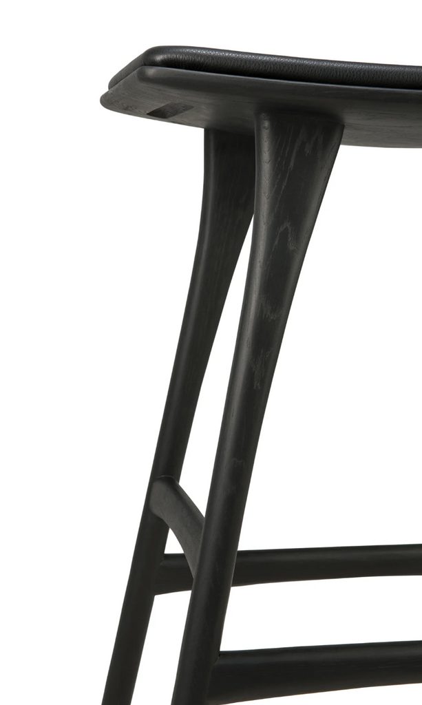 Oak Osso Counter Stool - Black - Black Leather