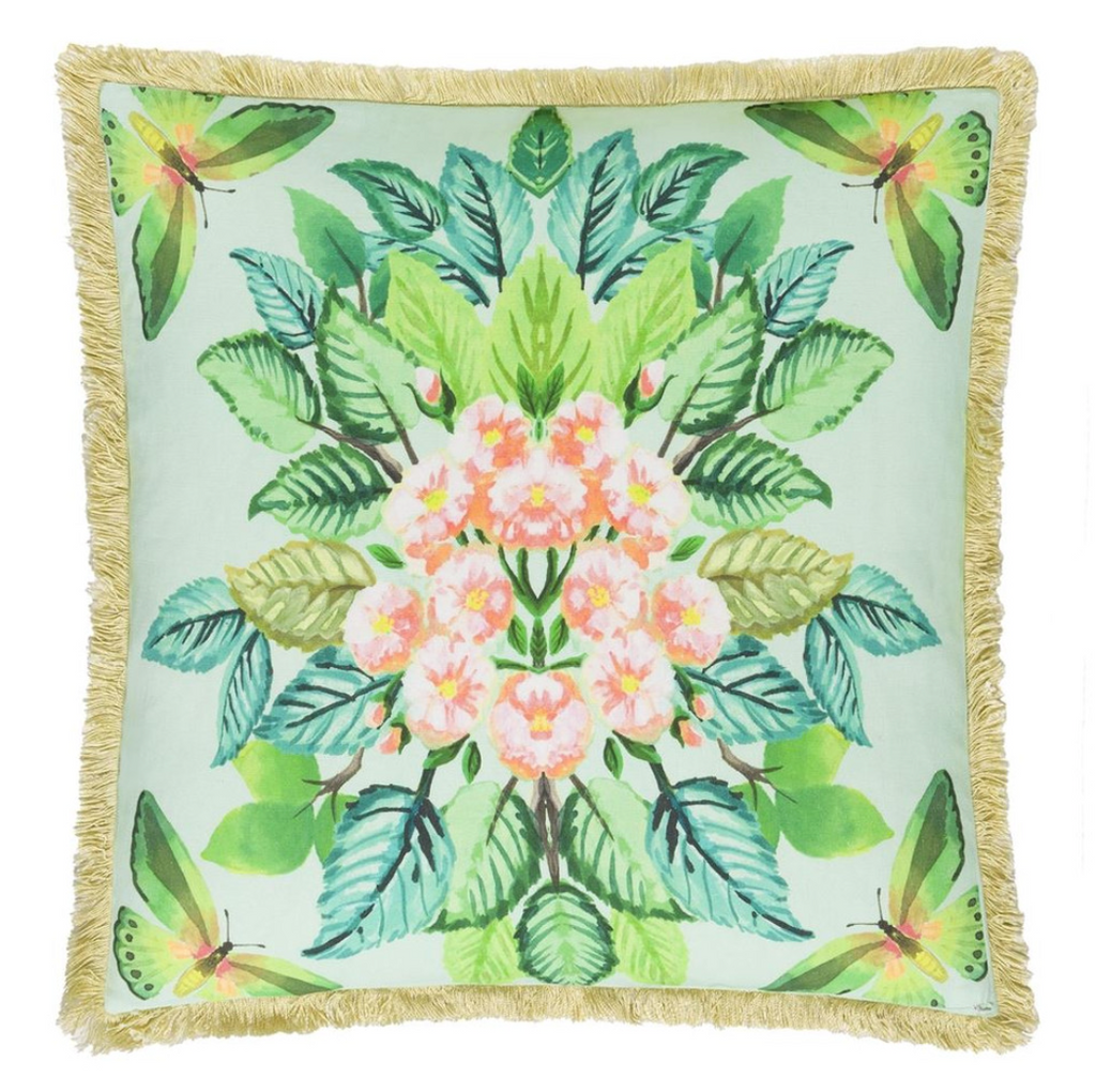 Celastrina Embroidered Turquoise Cushion